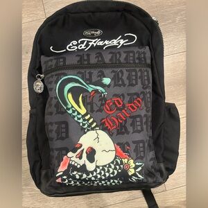 Ed Hardy Black and Red Skull Backpack